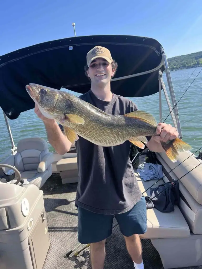 Successful fishing on a lake